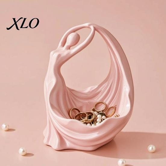 Modern Sculpture Storage Ballerina Jewelry Tray, 3D Printed Elegant Dancer Ring Holder for Earrings Necklaces, Earring Display Bowl Matte Pink
