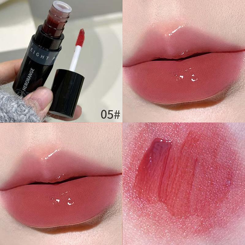 Herorange Mirror Lip Glaze Juice Red Lip Gloss Long-Lasting Shiny Lip Gloss, Student-Friendly Skin-Brightening Nude Lipstick