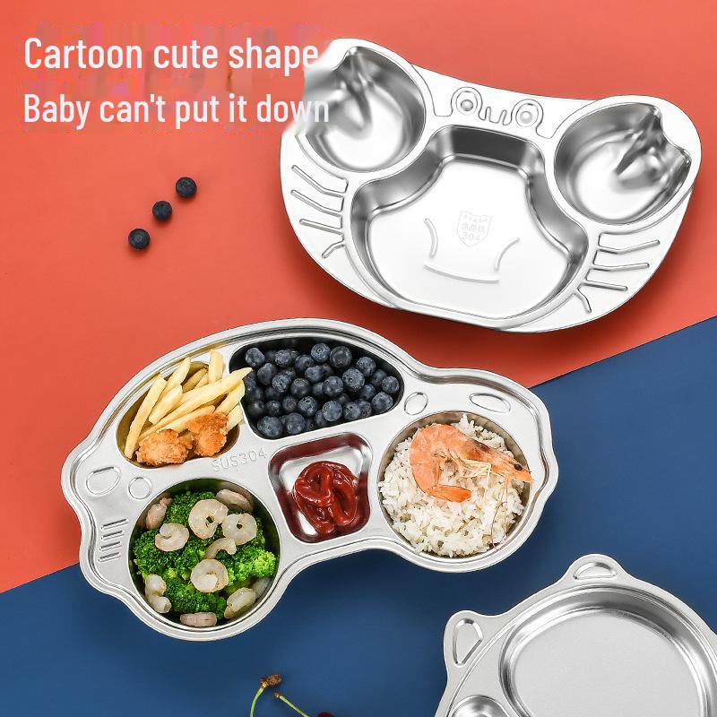 316 Stainless Steel Kids' Divided Dining Tray: Cute Cartoon Tableware for Home & Kindergarten