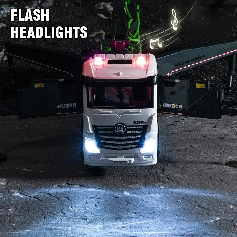 Huina 1/18 Rc Cement Pump Truck Lights 11 Channel Semi-Alloy Remote Control Engineering Electric Rotary Truck Kids Toys Gifts