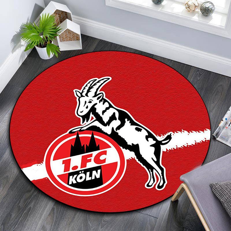 1. Круглый ковер FC Köln, Ковер для гостиной, спальни, дивана, игровой комнаты, Нескользящий коврик для пола