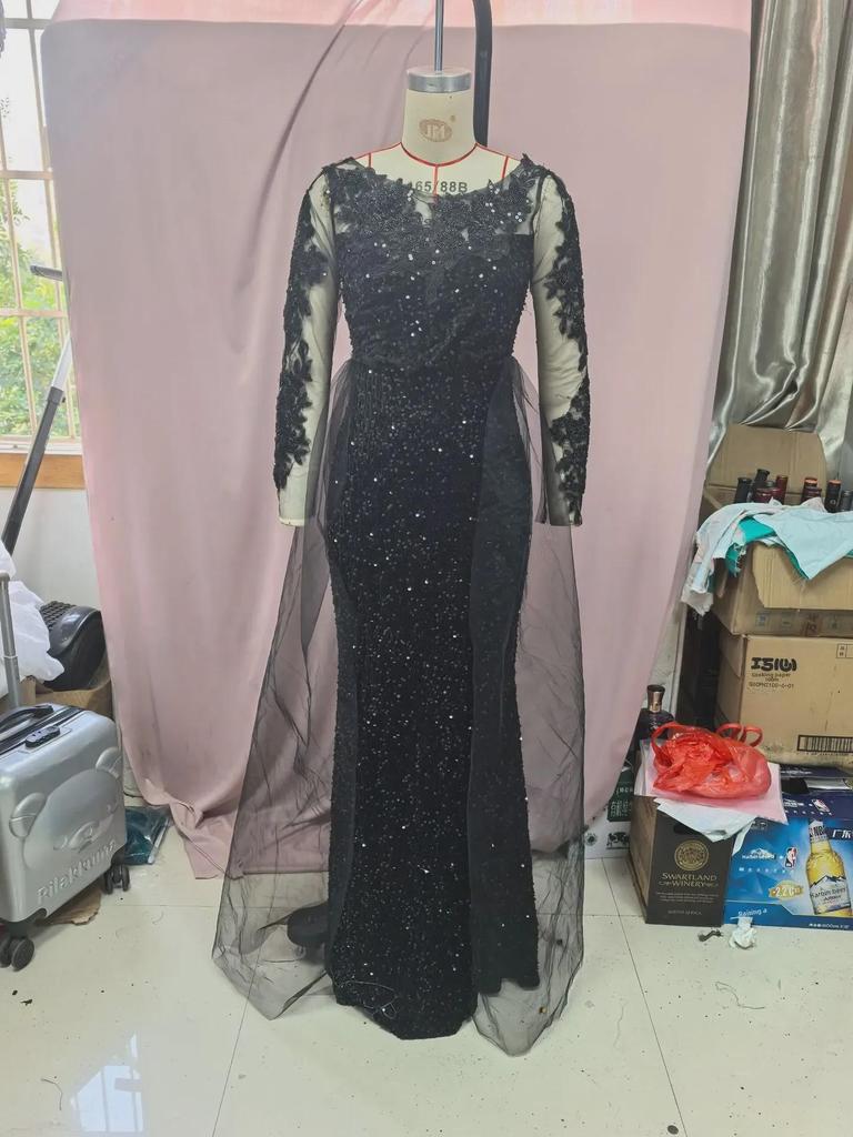 Элегантное женское длинное кружевное вечернее платье 2025 года в европейском и американском стиле