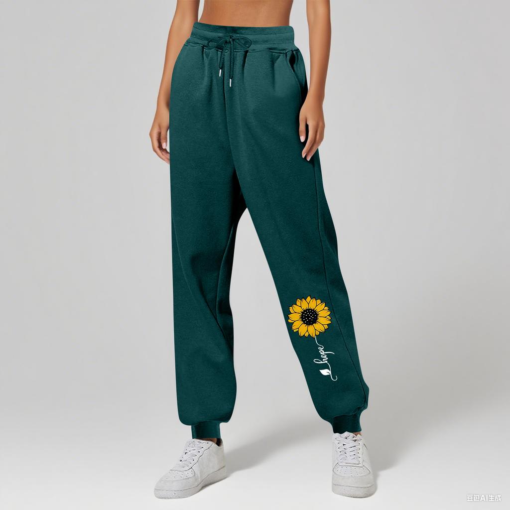 Ladies' Printed Unisex Casual Pocket Drawstring Pants