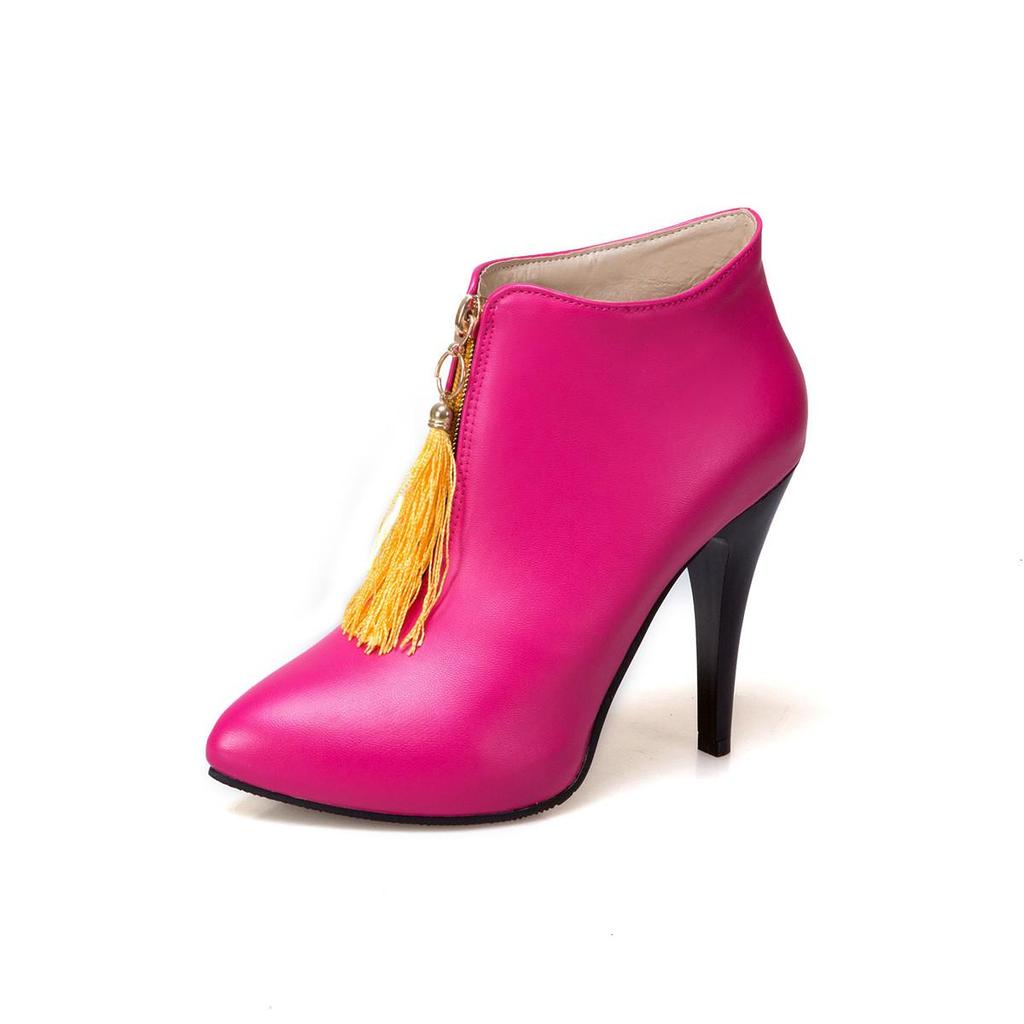Women's High-heeled Short Boots, Versatile Slim Heeled Tassel Boots, New Autumn and Winter Oversized Boots