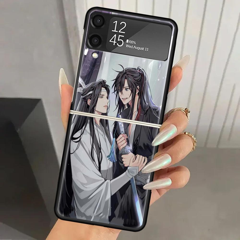Чехол для телефона Mo Dao Zu Shi из твердого поликарбоната для Samsung Galaxy Z Flip 7 6 5 4 3 Черный ZFlip7 ZFlip6 Flip5 Flip4 Flip3 5G Печатная крышка