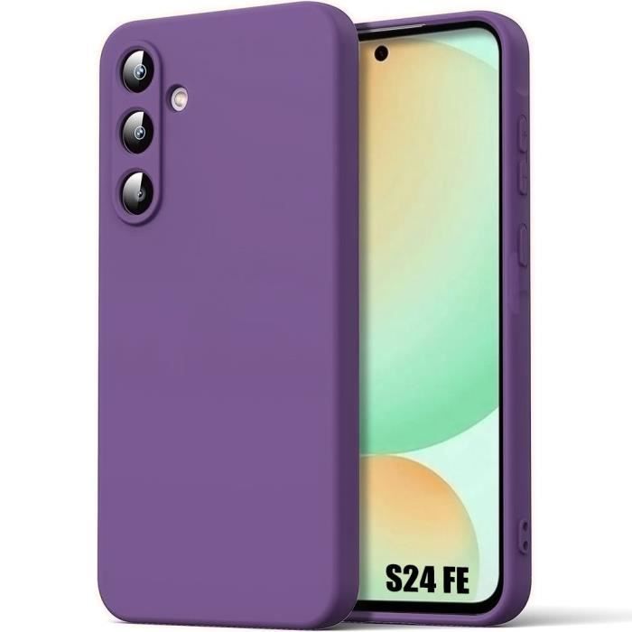 Coque pour Samsung Galaxy S24 FE (pas pour S24), Silicone Liquide Protection Slim Légère Anti-Rayures - Violet Foncé