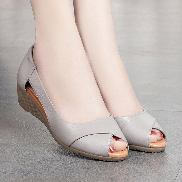 Повседневные сандалии женские босоножки на танкетке туфли-лодочки с пряжкой на щиколотке с открытым носком Fish Mouth Med Летняя женская обувь Модная обувь на танкетке88u