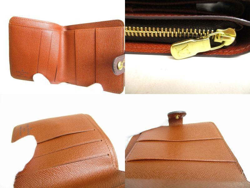 Authentic LOUIS VUITTON Monogram Brown Leather Bifold Wallet Compact Zippe #9789 Refurbished