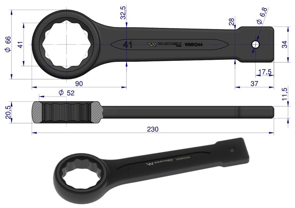 Klucz Oczkowy Do Pobijania 41 Mm Waryński