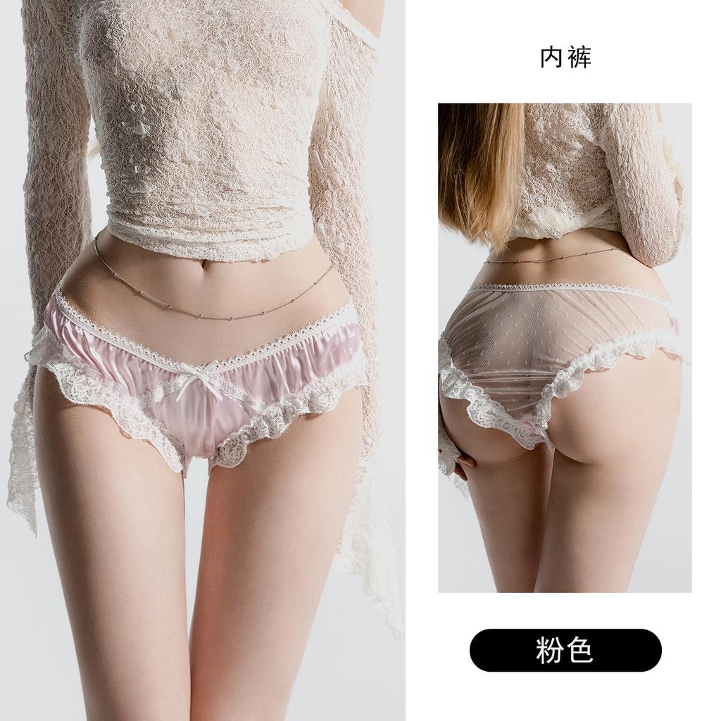 Women's Lightweight Satin Like Lace Elastic Low Rise Briefs