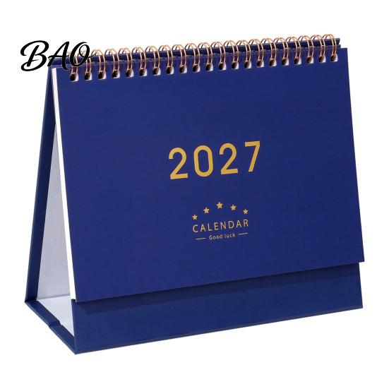 Desktop Memo Pad 2027 Desk Calendar, Standing Flip Minimalist Gold Foil Cover Large Calendar Monthly Planner, Thick Paper for Note Taking, Office Home