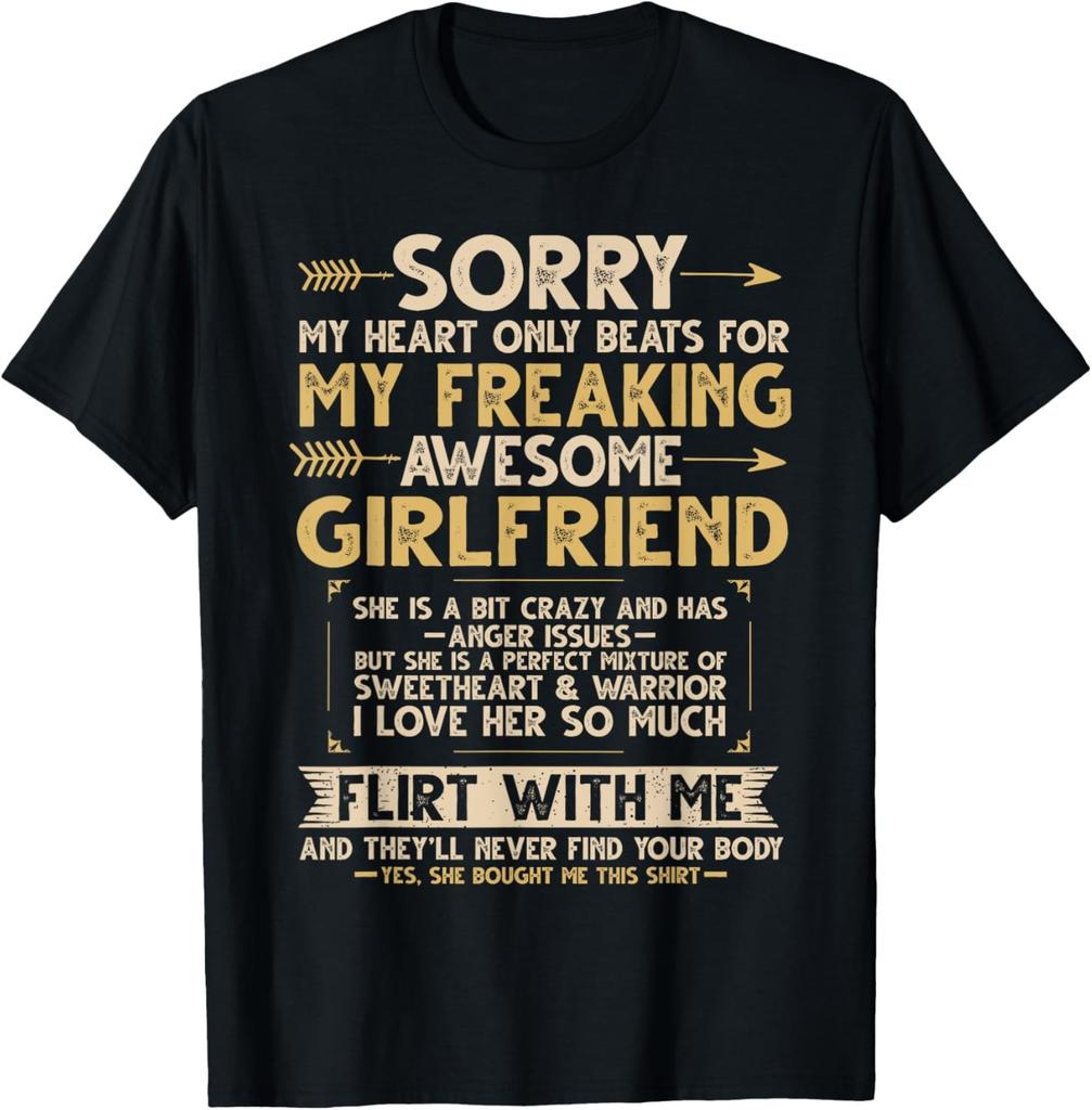 I Love My Freaking Awesome Girlfriend Shes a Bit Crazy Funny T-Shirt
