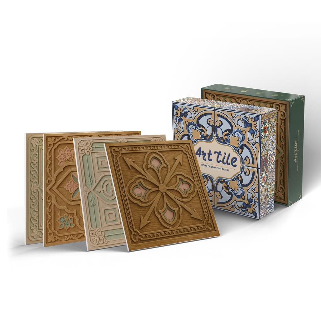 12/24 Pieces Thickened Pe Foam Tile Sticker Retro Tile Wall Sticker Self-Adhesive Waterproof Wall Sticker 15Cm