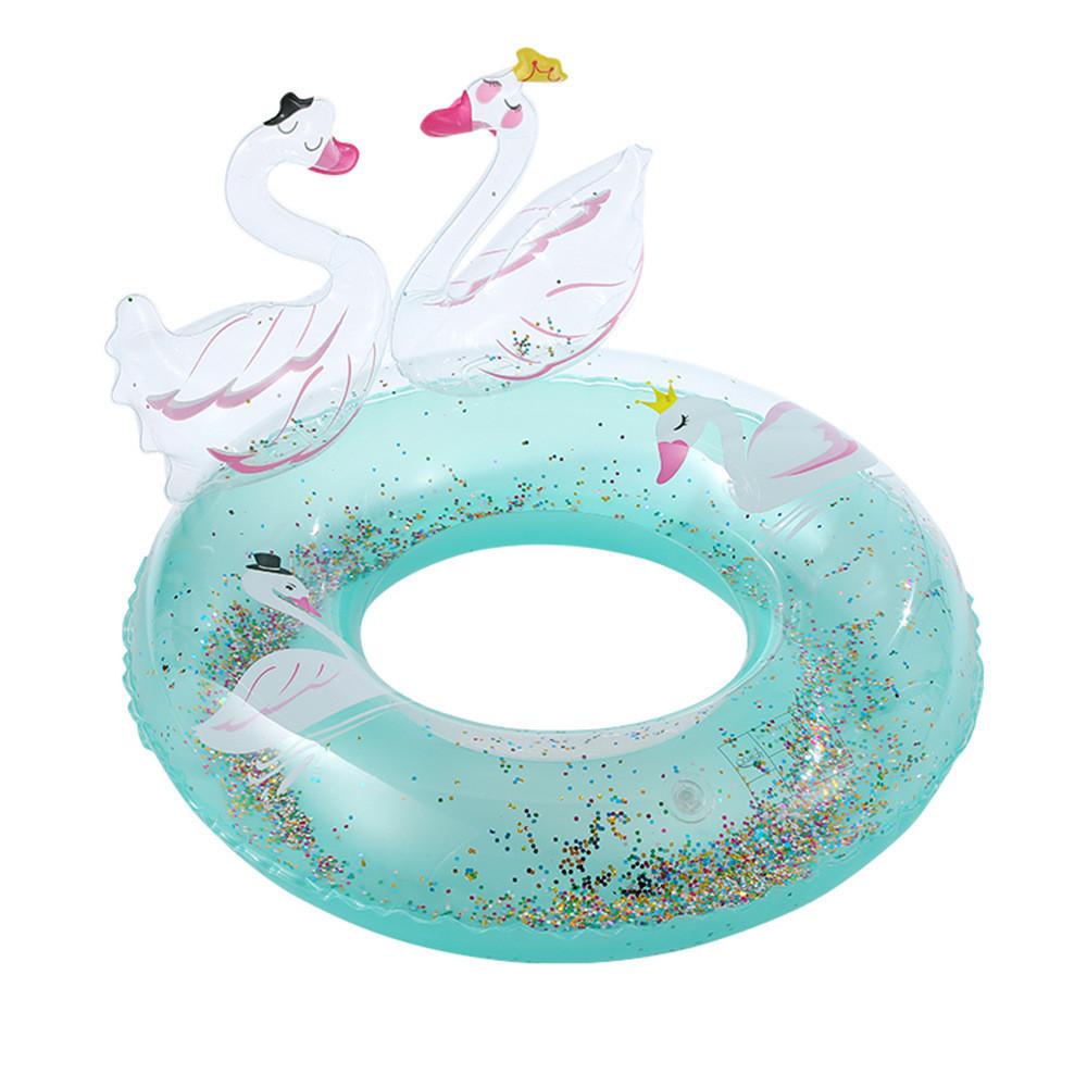 Cute Sparkling 3d Swan Swimming Ring For Children Thickened Underarm Ring Water Safety Ring