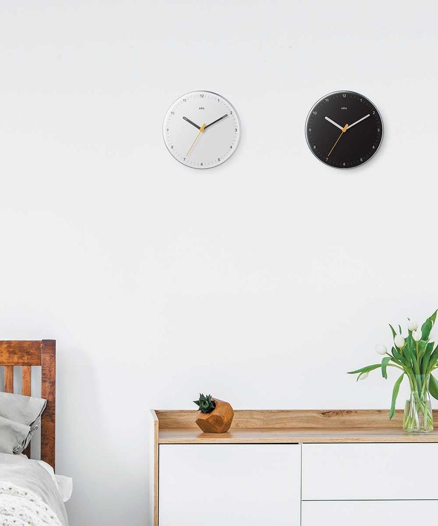Аналоговые настенные часы BRAUN, черные, диаметр 23 см, BC26B (коричневый)