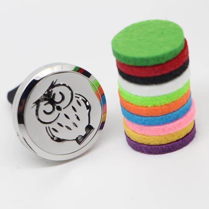 ZEN'AROME - Diffuseur d'Huiles Essentielles pour Voiture Clip'Arôme Chouette - Sobre et Elégant - 5 Buvards Fournis - 3 x 3,6 cm