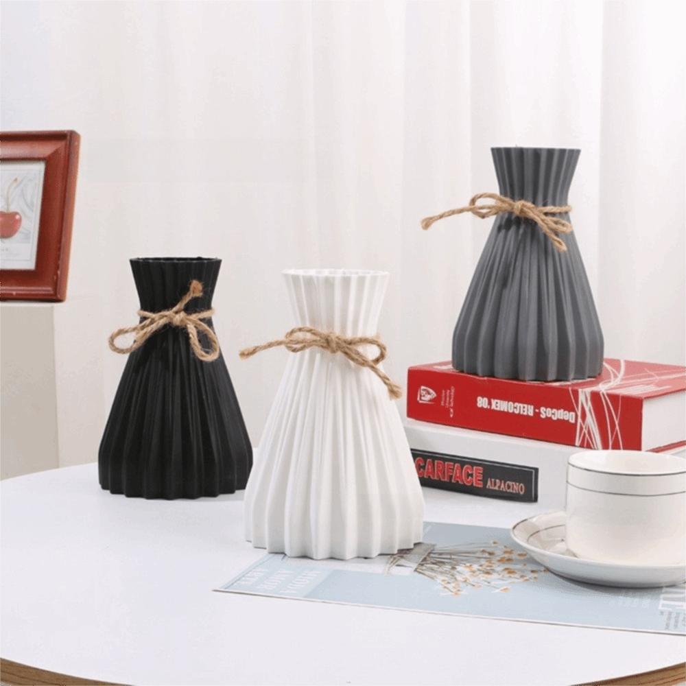 Rattan Living Room Ceramic Flower Pot Imitation Ceramic Plastic Flower Vase Simplicity Flower Vase
