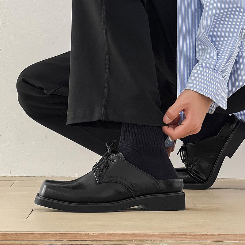 Trendy Men's Leather Shoes Luxury Brand Designer Quality Style Casual Party Breathable and Comfortable Black Shoes Thick Soled