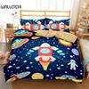 Пододеяльник с изображением астронавта из мультфильма King для мальчиков и девочек, комплект постельного белья Galaxy Space из микрофибры, чехол для одеяла с изображением ракеты и космического корабля