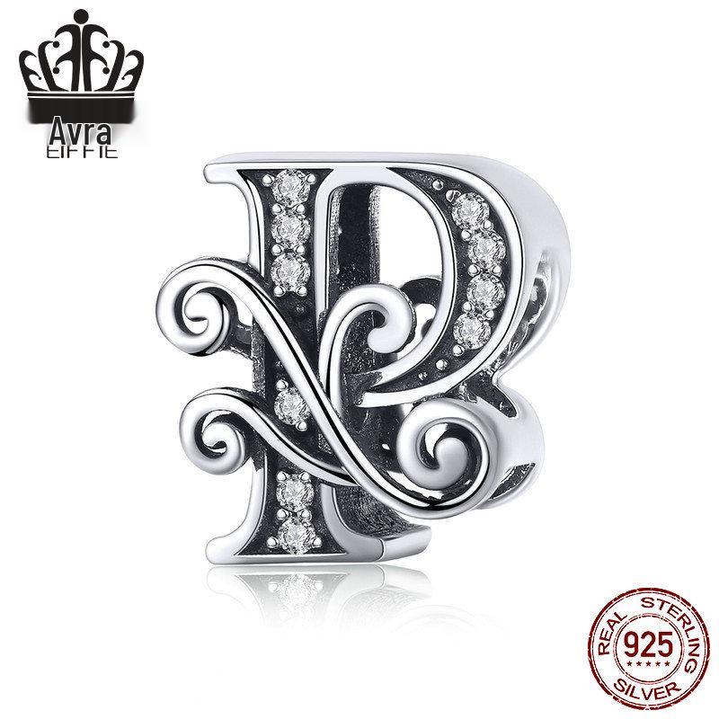 Avle Браслет из стерлингового серебра 925 пробы с английскими буквами и бусинами