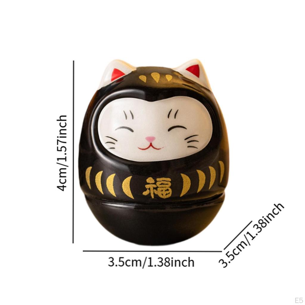 Керамическая статуэтка кошки удачи, неваляшка, 3,5x3,5x4 см, аксессуары для домашнего офиса, декор, декоративные