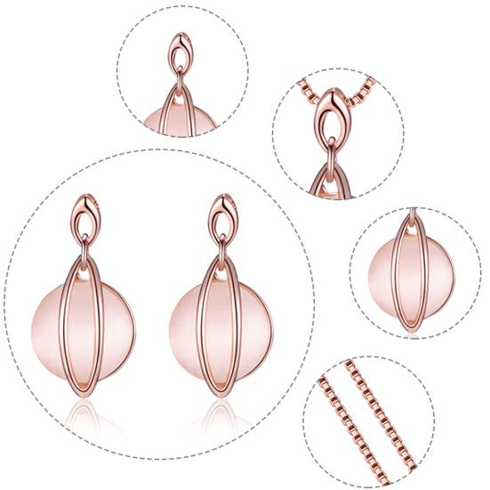 Мода женщин круглый искусственный драгоценный камень кулон ожерелье серьги серьги комплект ювелирных изделий