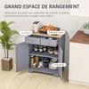 Side Storage Multi-use Sideboard Table Kitchen Floor Cabinet with Solid Wood Top, Adjustable Shelf, Drawer, Grey