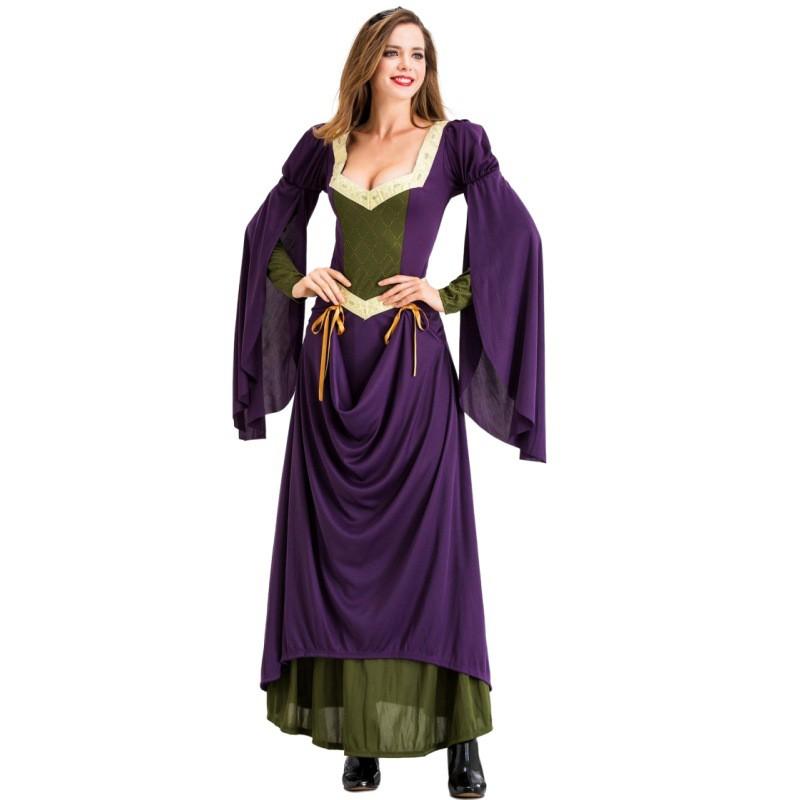 Medieval Queen Costume Dress Cosplay Party Halloween Ball Renaissance Festival Womens Elegant Long Gown