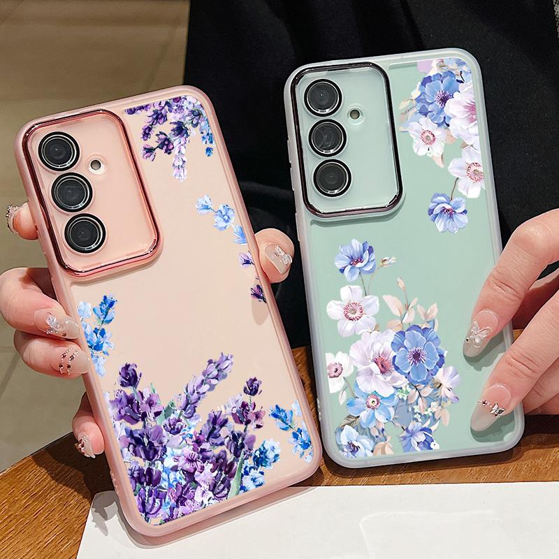 Чехол из мягкого ТПУ с цветочным узором для Samsung Galaxy S25 S24 Ultra S21 S23 S24 FE A56 A55 A54 A15 A16 A25 A35 A36 A53 5G