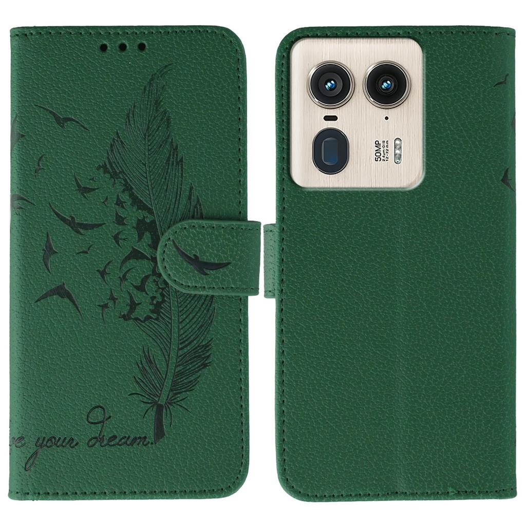 For Motorola Edge 50 Ultra 5G/Moto X50 Ultra 5G Case Feather Imprint PU Leather Wallet Phone Cover