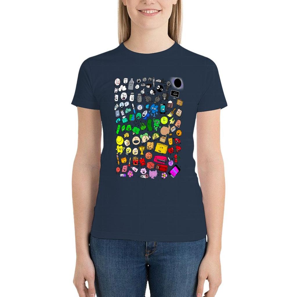 Классический Bfdi Неодушевленное Безумие Все Персонажи (прозрачный) Футболка корейская мода женские топы летняя одежда одежда для женщин