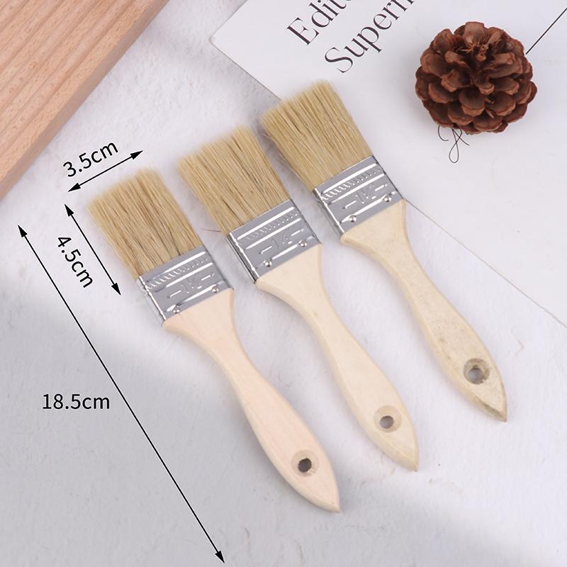 3Pcs Paint Brush Wooden Handle Bbq Brush Soft Hair Painting Brushes For Wall And Furniture Paint Tool Set