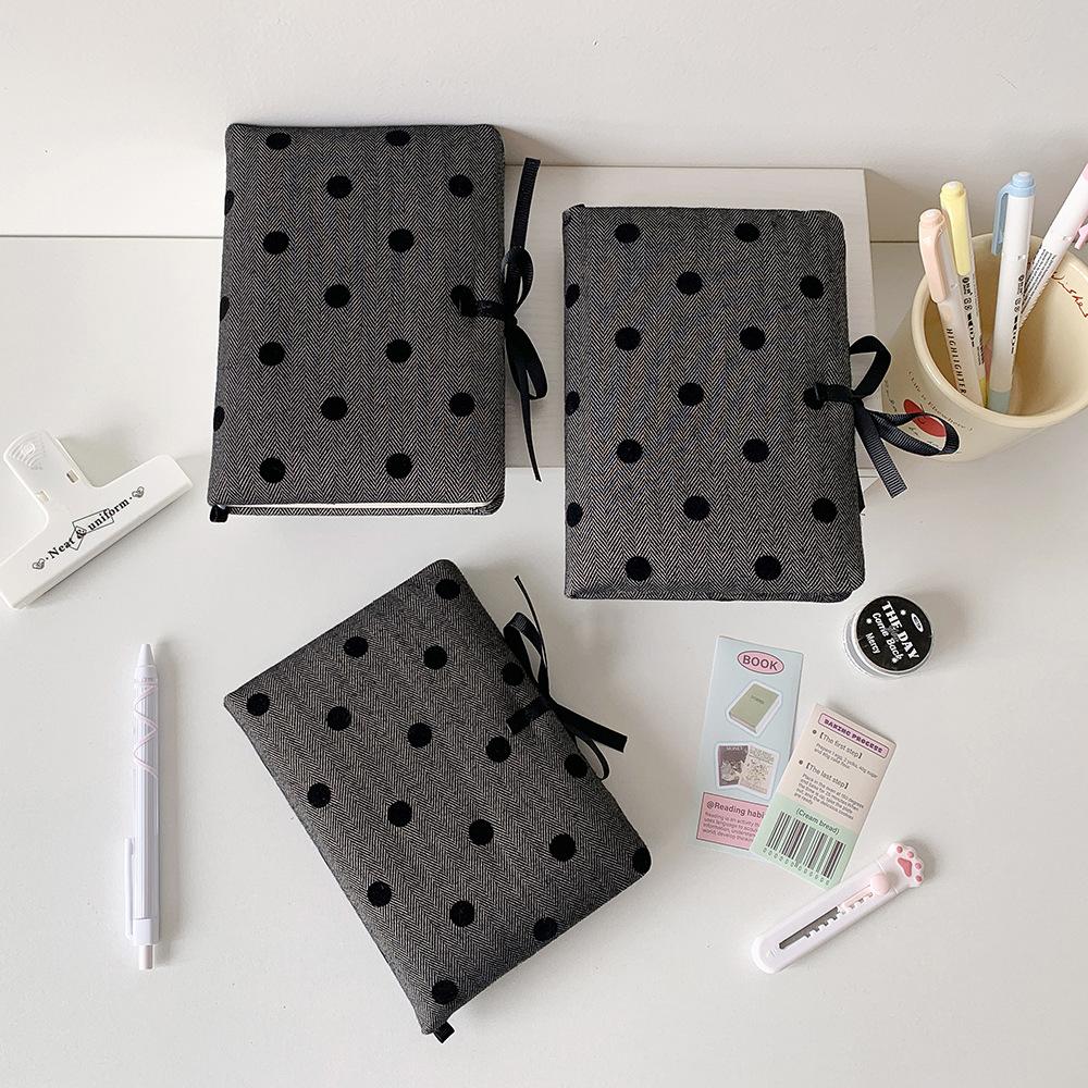 Учебные бумаги Тканевые ремешки Блокнот Серая обложка в горошек Корейский стиль Блокнот Студент