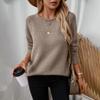 Винтажный кардиган свитер топ с круглым вырезом, однотонный, с длинным рукавом, свободный, вязаный, для осени-зимы