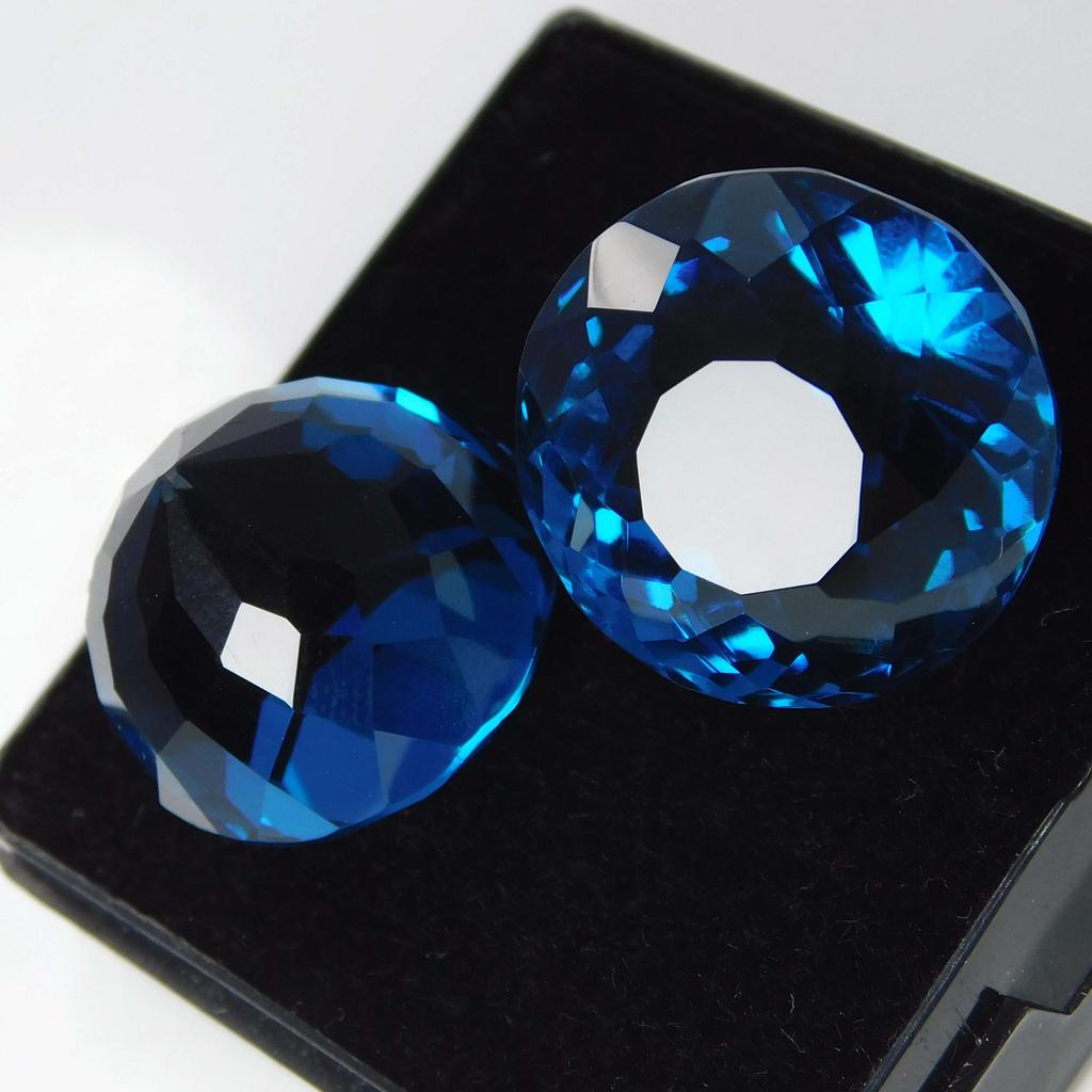 A+ CERTIFIED Blue Sapphire 55Ct Round Cut Loose Gemstone Pair for Jewelry Making