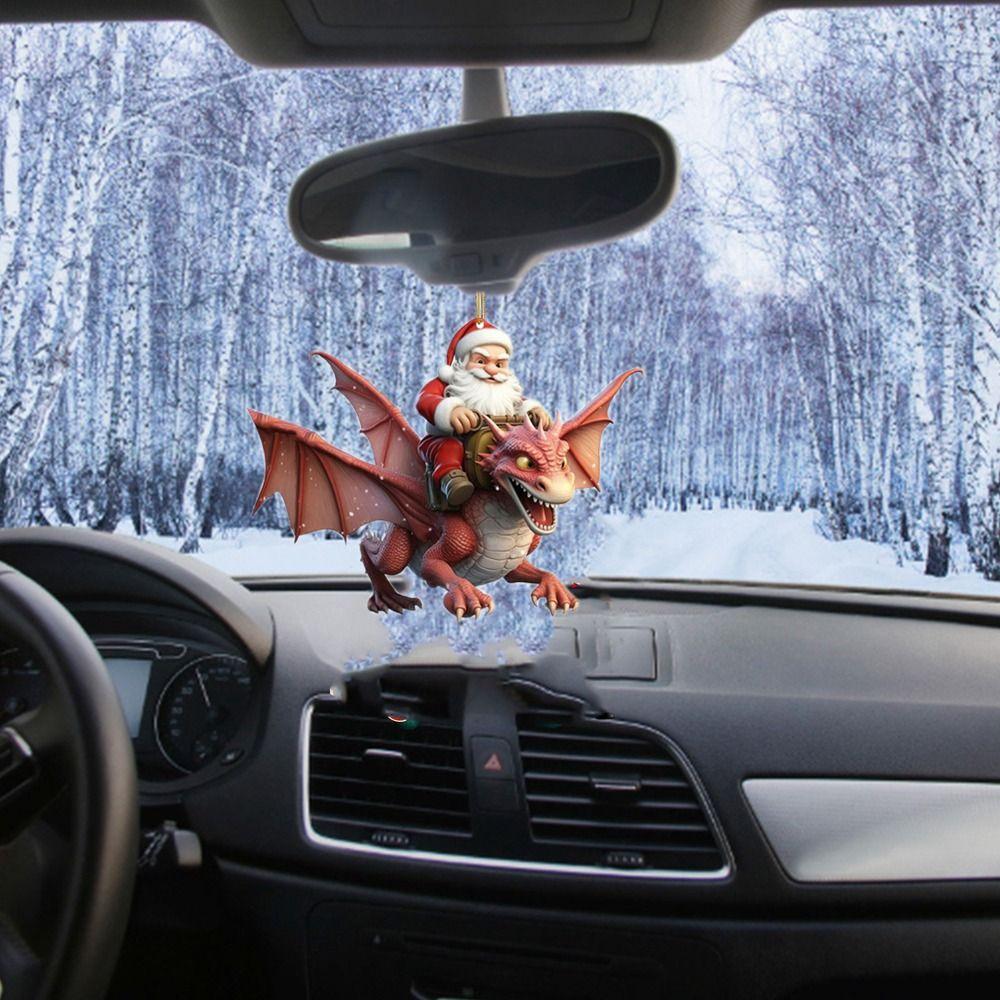 Мультяшное Рождественское украшение Санта Клаус Акриловая подвеска на елку Динозавр Новый год