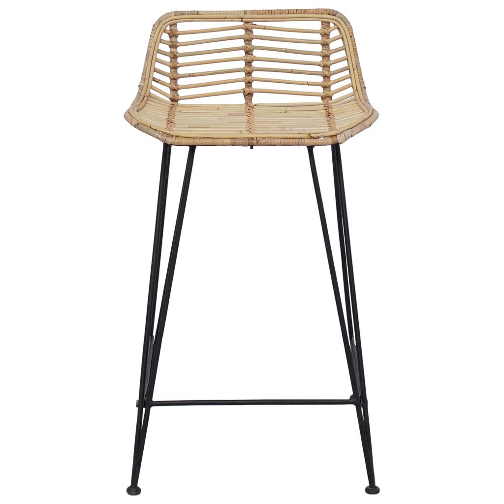 Bar Stool Set of 2 Natural 44 x 45 x 76 cm Rattan and Steel