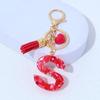 Red A-Z Alphabet Initial Letter Keychain Cute Heart Tassel Resin Charms Keyrings Handbag Charms Car Pendant Trinkets Women Gifts