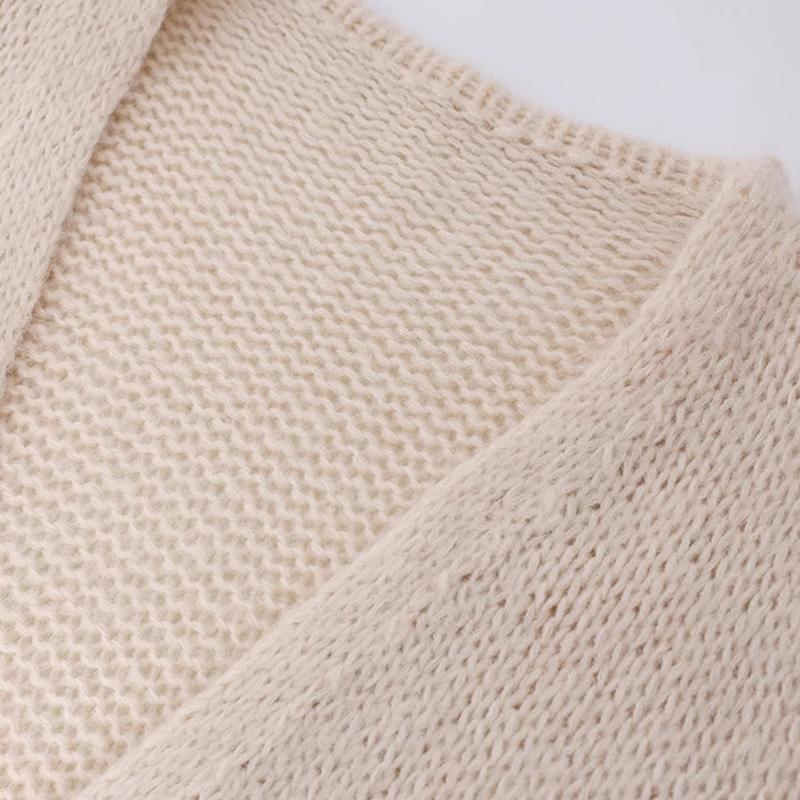 Maslan Spring and Autumn High Fashion Lazy Style External Matching Solid Color Medium Long Sleeve Cardigan Knitted Shirt