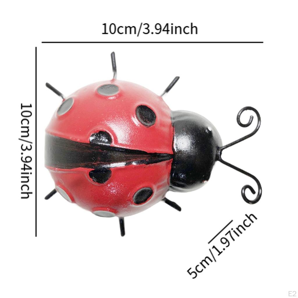 4x Garden Ladybug Wall Ornaments Sculptures Crafts Collectible Artwork Hanging Decor Art