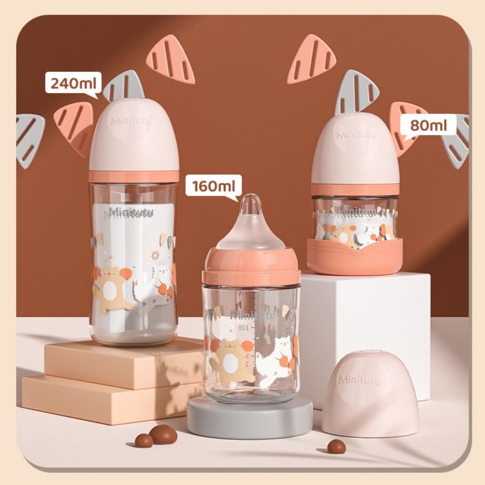 Cartoon Newborn Glass Bottle Wide Mouth Baby Milk Bottle Baby Feeding Bottle  Infant Feeding