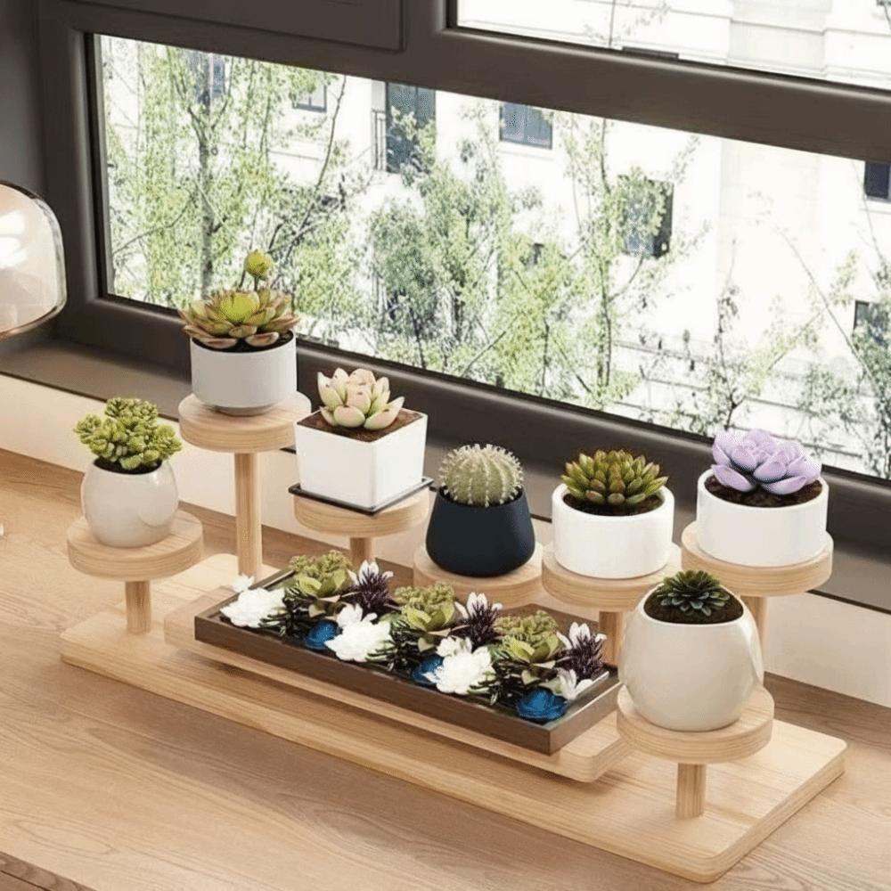 Wooden Display Stand Organizer Stacked Design Ladder Shelf Standing Shelves  Kitchen