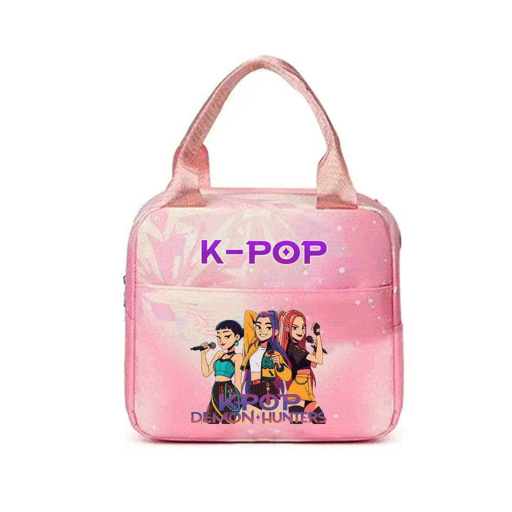 KPop Охотники на демонов Офисные работники С сумкой для обеда Портативная термосумка Большой емкости Сумка для обеда Наплечная сумка Двойного назначения