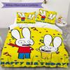 Simon the Rabbit Pattern Bedding uilt Set uilt Cover Pillowcase Home Decoration Birthday Gift (1 * duvet cover + 2 * pillowcase without core)157