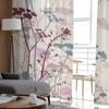 Watercolor Flowers Dragonfly Art Drapes for Living Room Bedroom Decor Transparent Chiffon Sheer Window Curtain