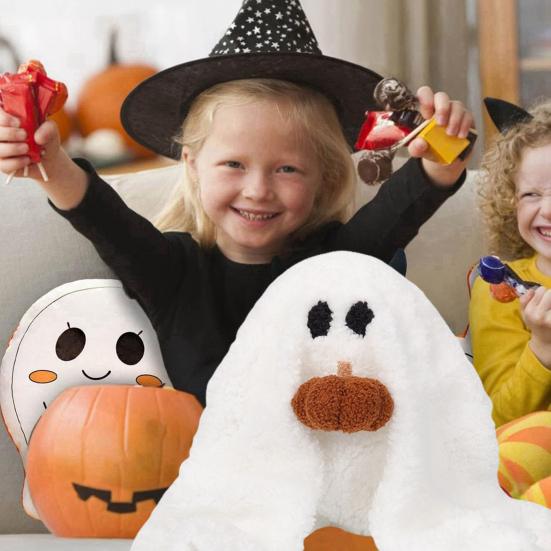 Подушка-призрак Гас, веселая и мягкая подушка-призрак на Хэллоуин, плюшевая белая игрушка-призрак с тыквой на Хэллоуин, День благодарения