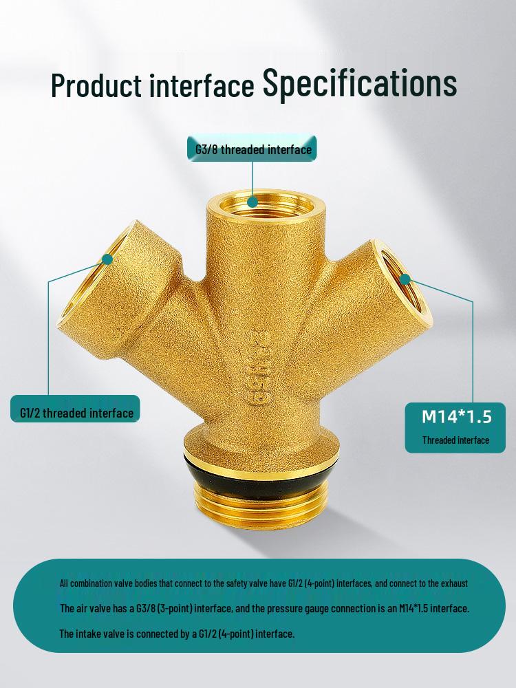 1-Inch Copper Boiler Safety Relief Valve with Auto Air Vent & Pressure Gauge