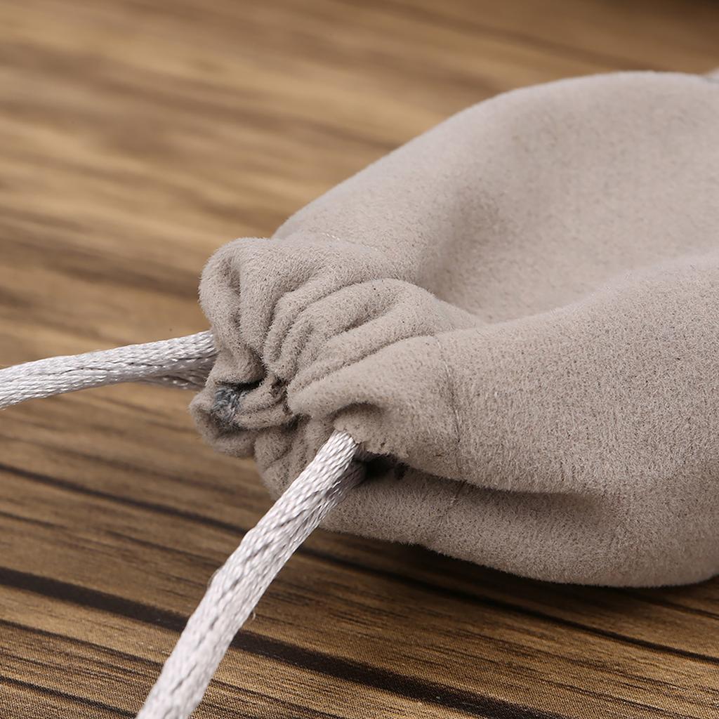 Headphones Storage Bag Travel Carrying Bag Small Drawstring Flocked Protection Pouch 10*7CM Grey