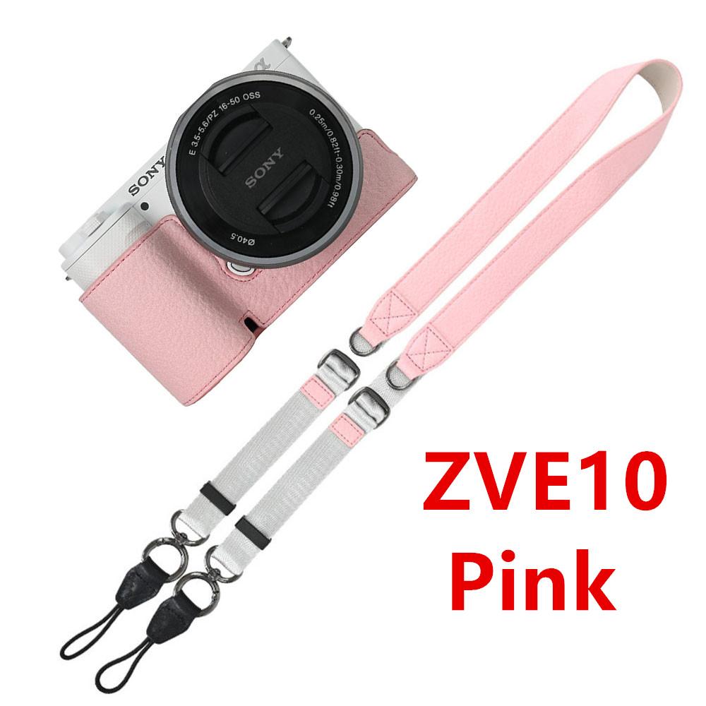 Получехол для камеры из ПУ кожи личи для Sony A6700 A6400 A6300 A6100 A6000 ZVE10 ZVE10II ZVE10M2 с открывающимся снизу чехлом и ремешком