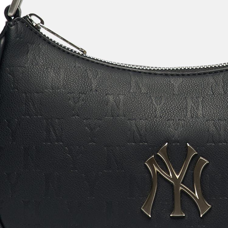 New MLB Monogram Collection Artificial Leather Shoulder Bag Dumpling Bag Shoulder Bags Unisex Black Gold 3ABQS022N-50BKS
